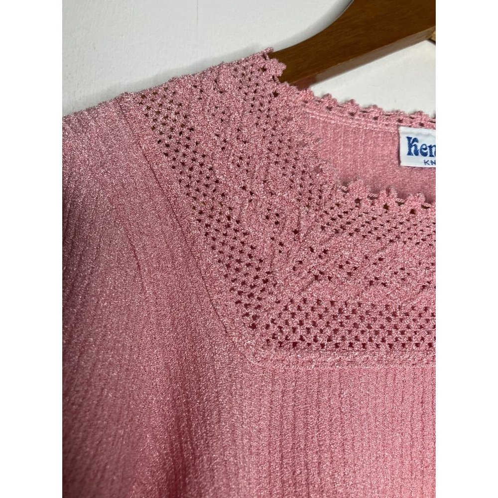 Vintage 70's Women's Medium Small Keneth Knits Pink Top Shirt - Picture 3 of 9